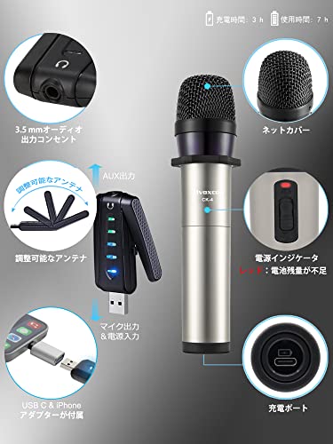 充電式ワイヤレスマイクダイナミックマイク UHF+soporte.cofaer.org.ar