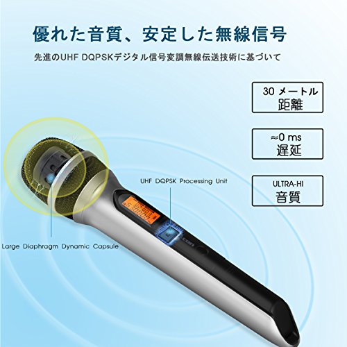 ワイヤレスマイク UHF 家庭用カラオケ スマートフォン 会議スピーチ